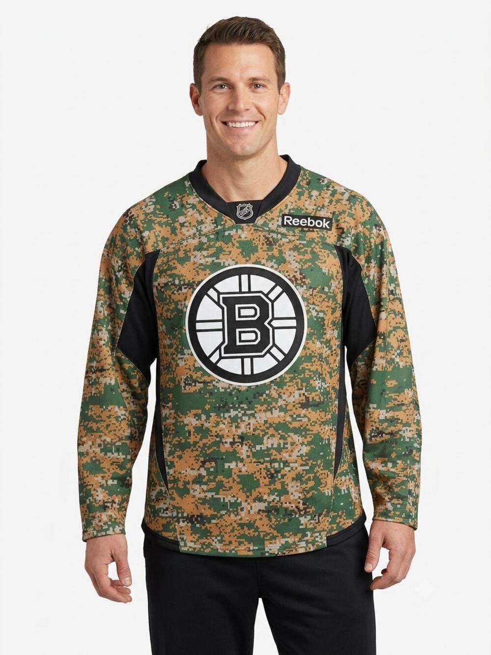 Boston Bruins Reebok Jersey Mens XL Multicolor Camouflage NHL Edge Digital Logo
